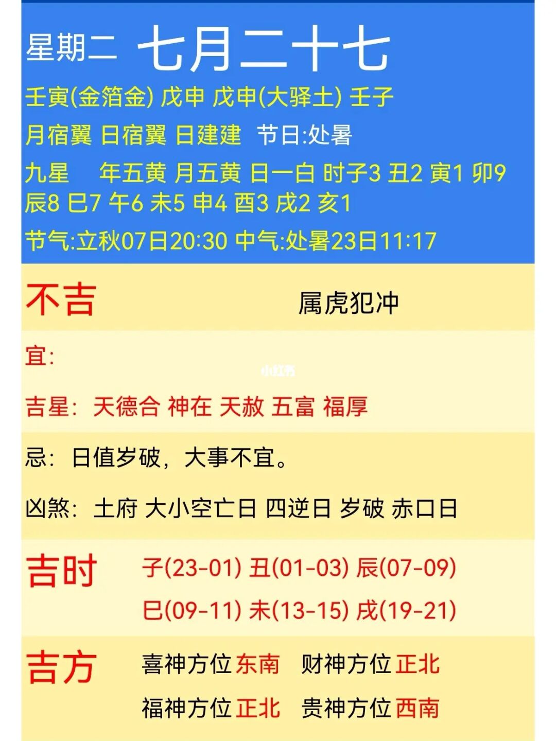 今日（10月21日）喜神吉凶喜神